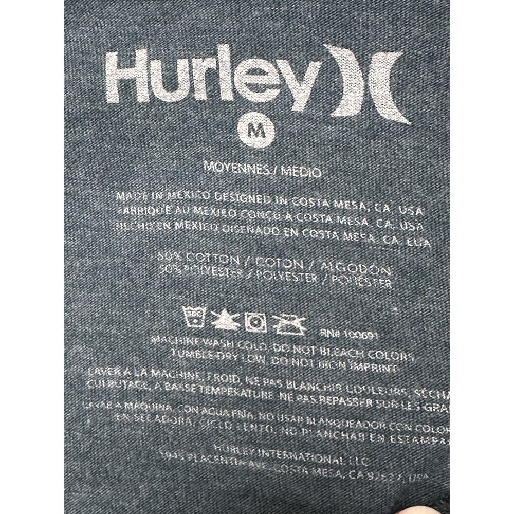 Hurley Long Sleeve T-Shirt Blue Logo Graphic Sz M Fishing Water Sports Casual - Picture 4 of 11
